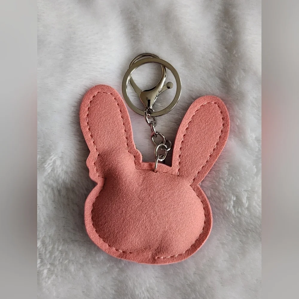 Sparkling Pink Bunny With Flower Keychain Spring Bag Charm